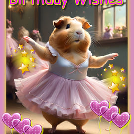 Birthday Wishes Ballet Dancer Guinea Pig Card A5