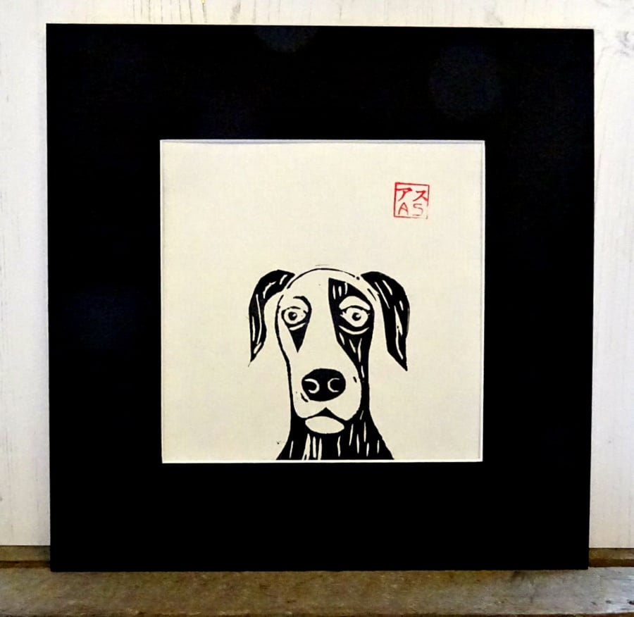 Suspect No. 4 - Original Linocut Print - Mounted