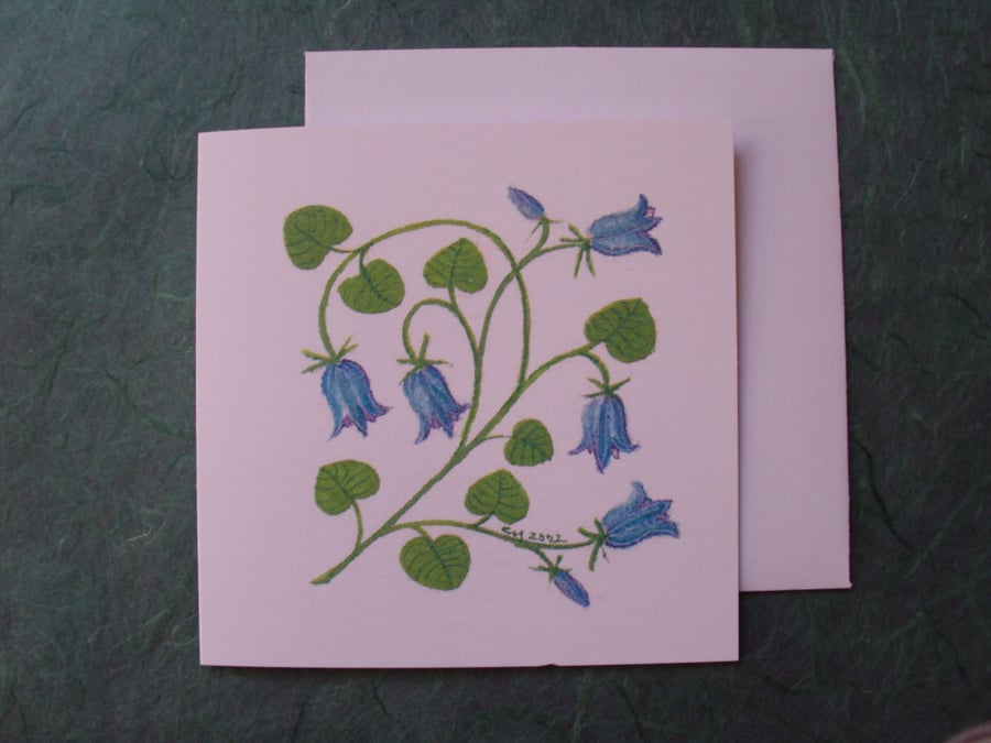 Bluebells floral square printed card