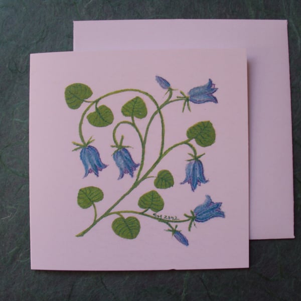 Bluebells floral square printed card