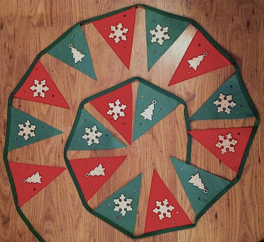 Felt and Wooden Christmas Bunting (snowflake, tree)