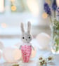 Easter Bunny ornament, miniature rabbit doll, pink outfit