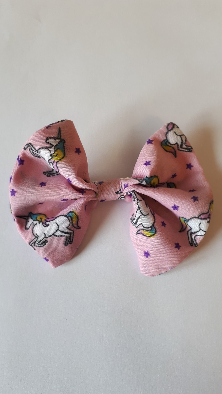 Hair bow slide clip in pink unicorn fabric. 3 for 2 offer.  