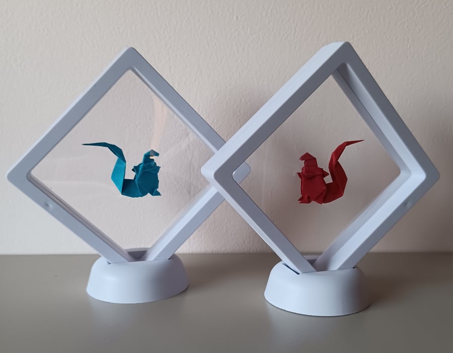 Origami Godzilla in a Floating Frame
