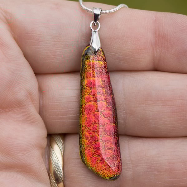 Dichroic Glass Pendant in Orange - 1221
