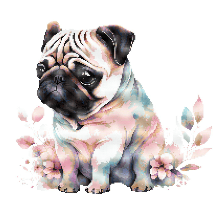 CUTE PUG - Cross Stitch Pattern - Cross Stitch Chart