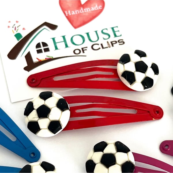 Footy Mad Hair Clips x2 - Football Non Slip Barrettes - Soccer Snap Clips - Grea