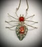 Silver wire wrapped Spider with Orange Agate - Image 1