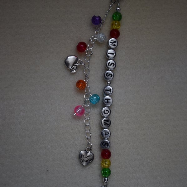 Teacher Thank You Gift Bag Charm Apple Personalized 