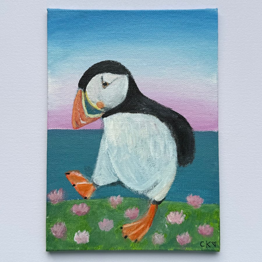 Puffin Painting, Original Art