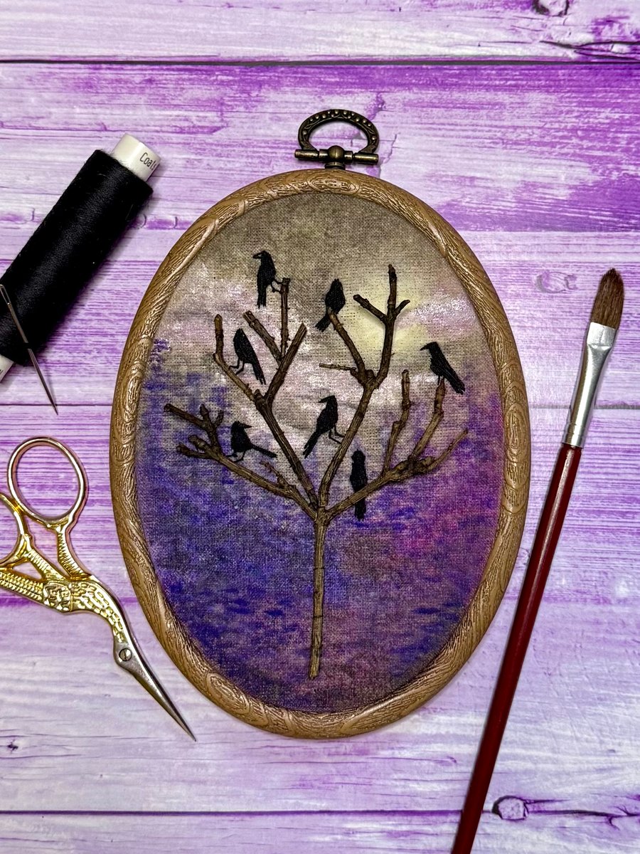 Murder of Crows Embroidered Hoop Art