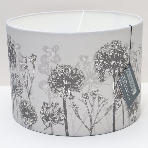 Handmade 30cm Drum Lampshade made from Allium & Agapanthus fabric