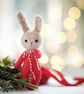 Christmas Bunny ornament, mini rabbit doll - Image 2