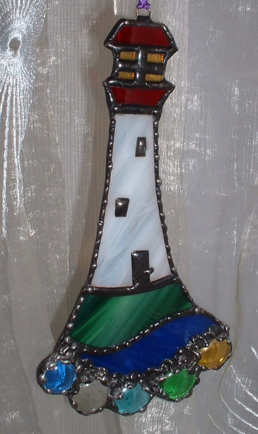 Stained Glass Lighthouse Suncatcher