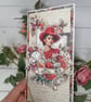 Handmade LuxuryRomanticCard. Vintage Lady, Burgund Roses & Butterflies. (M) - Image 4