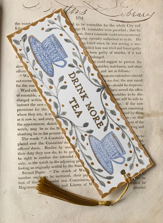 Drink More Tea Handmade Bookmark
