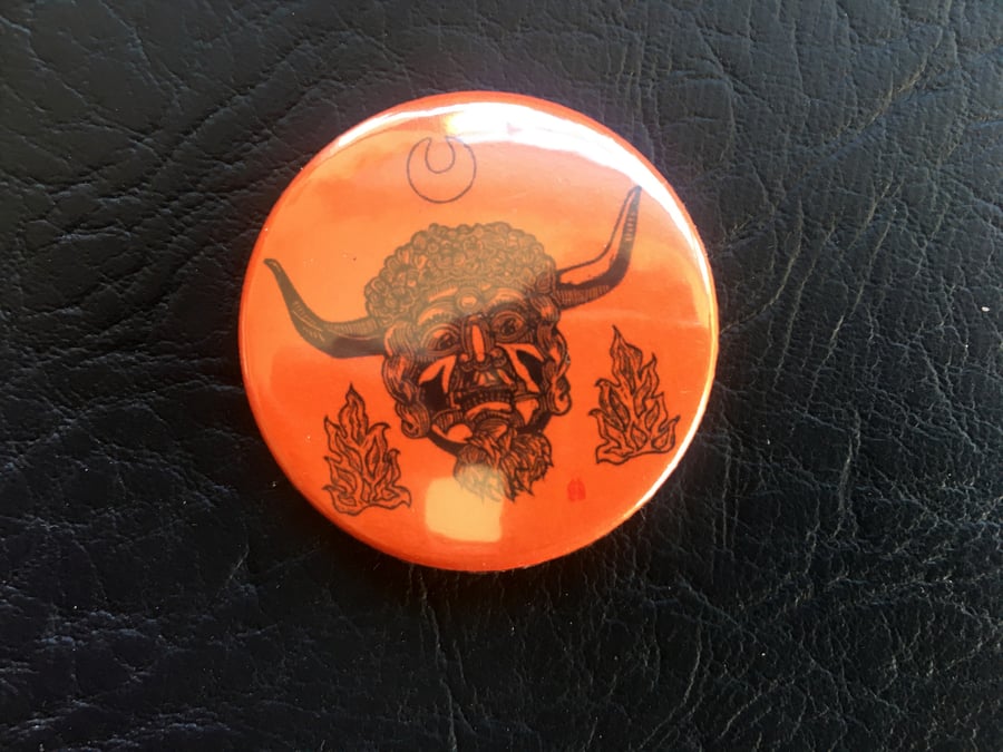 The Dorset Ooser - Black on Orange - 38mm badge