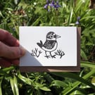 Handprinted Linocut Card featuring a Little Ringed Plover bird - small card