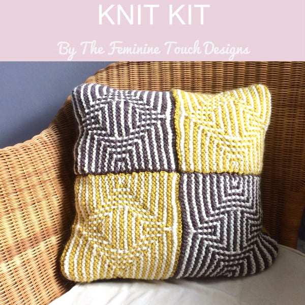 Illusion Cushion Knitting Kit - available in 2 colourways