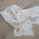 White scarf.  Cotton and merino wool in off white. Lightweight hand felted scarf