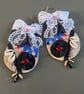 Handcrafted Mixed Media Leather Earrings - Boho Statement with Lace and Beads 