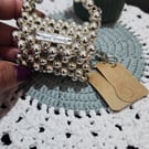 Handmade Beaded Mini Bag Keychain-Silver Shine