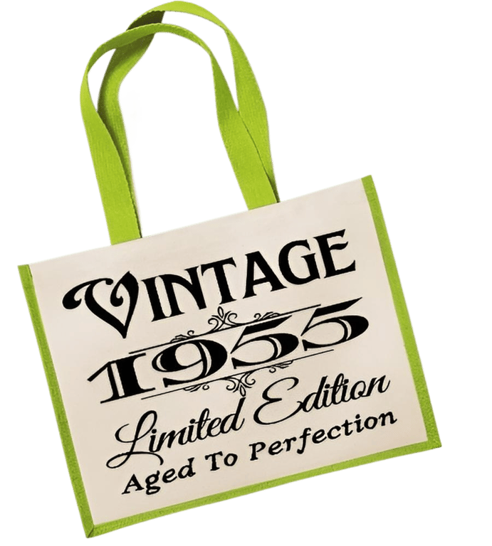 Personalised Year Birthday Large Jute Bag Vintage (enter year) aged to perfectio
