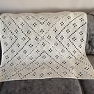 Cream Baby Blanket with a soft pink fleck, Hand Crocheted, Baby Girl Gift