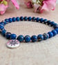 Blue sea sediment jasper stretch bracelet with North Star charm - Image 3