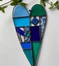 Blue Stained Glass Patchwork Heart - Image 1