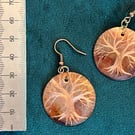 Hand-engraved burnished copper earrings
