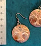 Hand-engraved burnished copper earrings