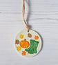 Pumpkin and wellies hanging decoration, one supplied - Image 2