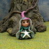 Tiny Beachcomber Gnome 'Osta' with starfish 1.5" OOAK Sculpt by Ann Galvin