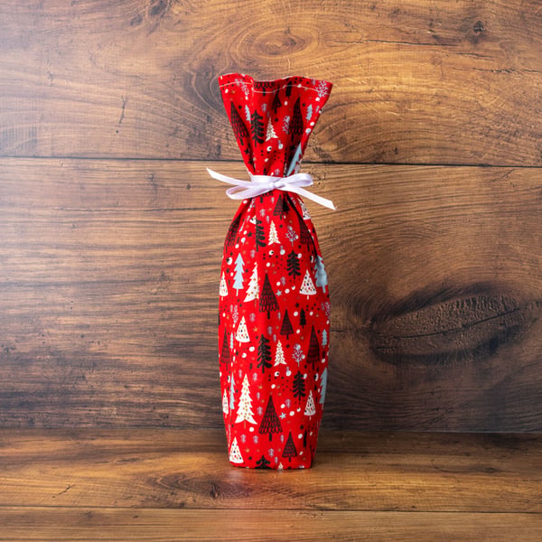 Handmade Christmas Bottle Gift Bag, Bottle Bag-Christmas Santas-CHBB15