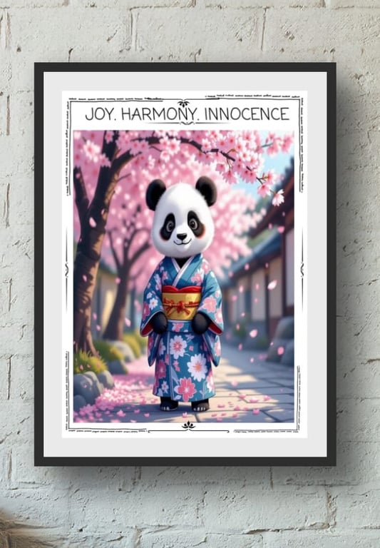 Joyful Panda Art Print – A4 (240gsm) or A3 (300gsm) – Harmony & Innocence – Cher
