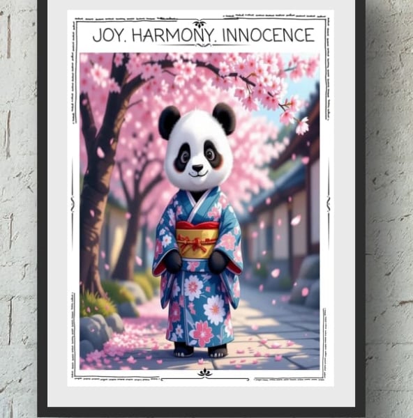 Joyful Panda Art Print – A4 (240gsm) or A3 (300gsm) – Harmony & Innocence – Cher