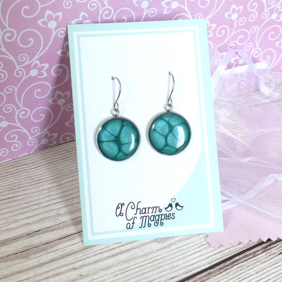 Turquoise blue dangle earrings, comfortable drop earrings for women
