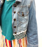 Upcycled denim jacket - tassels and flowers - Image 4