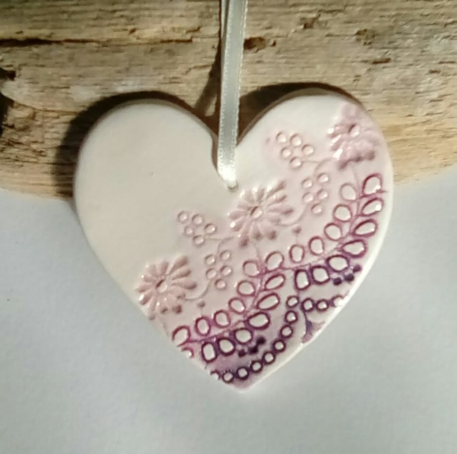 Ceramic heart hanging