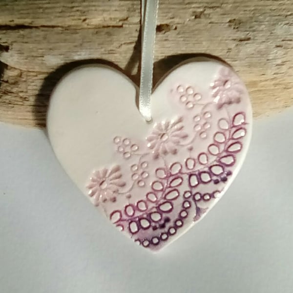 Ceramic heart hanging