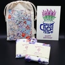 Provence Birthday Gift Lavender Wax Melts, William Morris Bag & Handmade Card