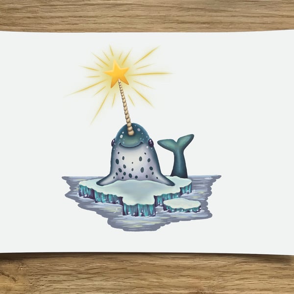 A6 Narwhal Post Card (White Background)