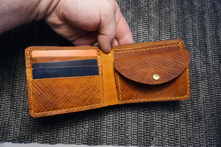 Embossed Veg Tan Leather Bifold Wallet