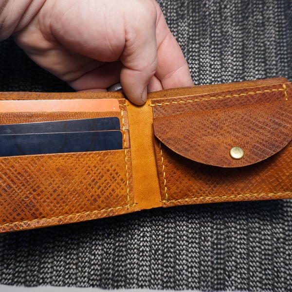 Embossed Veg Tan Leather Bifold Wallet