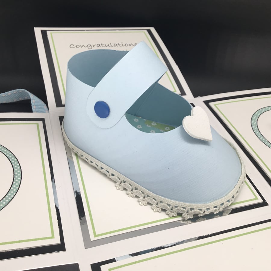 3D baby shoe new baby card
