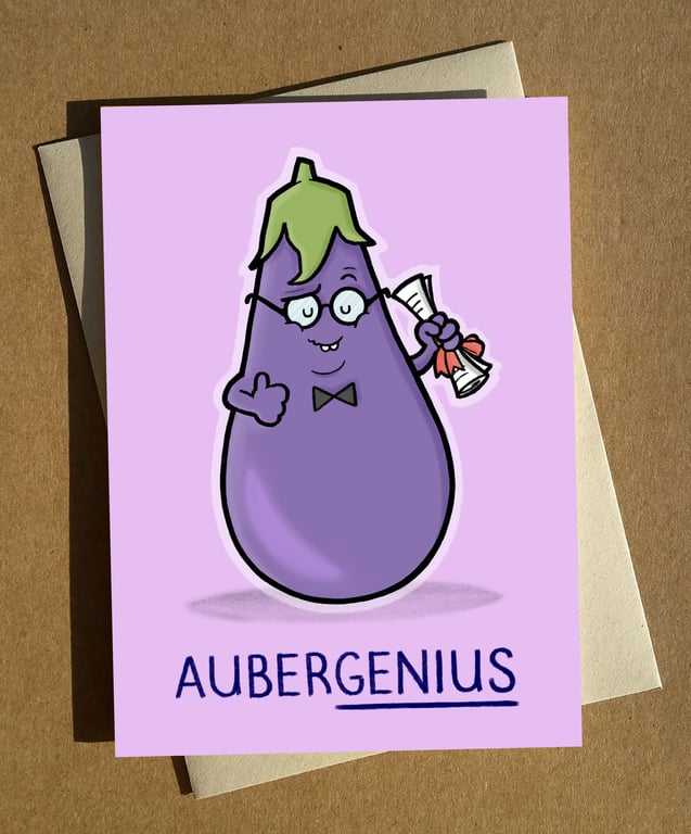 Aubergenius - Exams Uni College Good Luck Well Done Card A6 - GCSEs Graduation