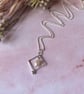 Silver Square & Pearl Pendant on 18" Ball Chain - Handmade - Image 4