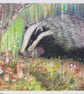Little Badger finds some Mushrooms, original animal drawing, letterbox art gift - Image 5
