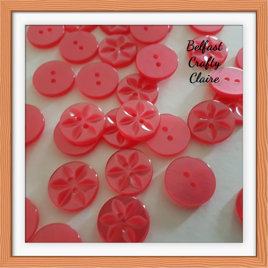 Star Style - Resin Buttons - ROSE - 3 Sizes Available